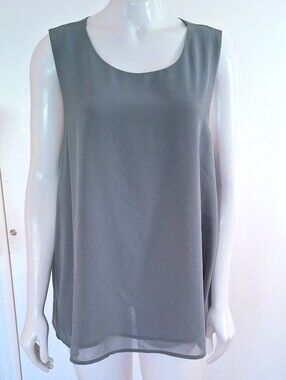 Pleione Sage Green Sleeveless Scoop Neck Chiffon Top